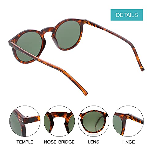 Image of zeroUV - Vintage Retro Horn Rimmed Round Circle Sunglasses with P3 Keyhole Bridge