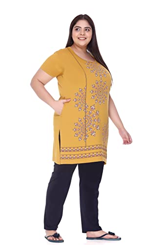 Image of In Love Women's Plus Size Printed Cotton Night Suit Set Short Sleeve | Cotton fabric - soft night suit set for sleepwear and home comfort
