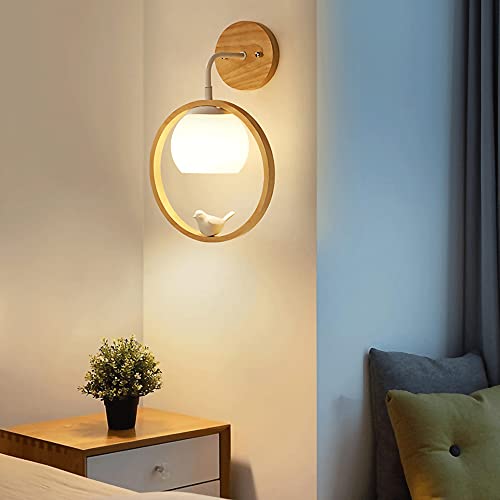 Lámpara de pared de registro de anillo con aplique de madera E27 7
