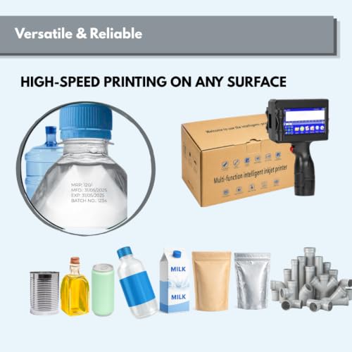 Image of Handheld Inkjet Printer | Portable TIJ Batch Coding Machine | Date, MRP, Barcode, QR Code & Batch Number Printing Machine | 12.7mm Print Height | 600 DPI Industrial Printer