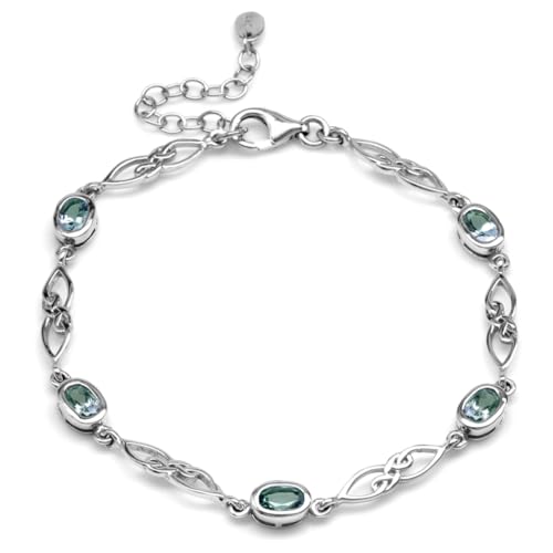 Image of Silvershake Birthstone Gemstones White Gold Plated or Yellow Gold Plated 925 Sterling Silver Scroll /Filigree Celtic Knot Weave 7.25 to 8.75 Inch with Adjustable Extension Bracelet Jewelry for Women