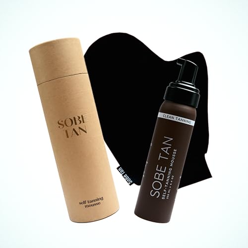 Sobe Tan Self-Tanner | Clean, Natural, Streak-Free Caramel Tan | Only 7 Ingredients - No Nasties | With a Natural Caramel Color Guide for Flawless Application | The Cleanest Mousse on the Market