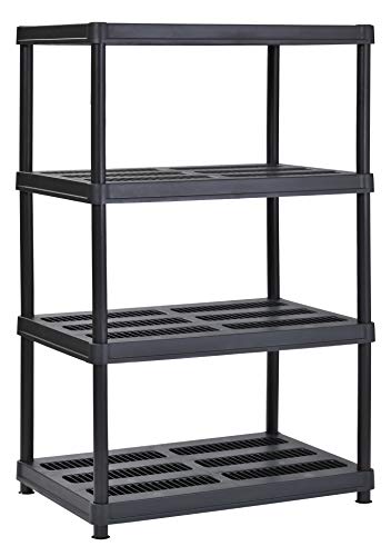 Juggernaut Storage 36\"W x 24\"D x 56\"H 4-Shelf Resin Shelving, 600 lb Capacity Black
