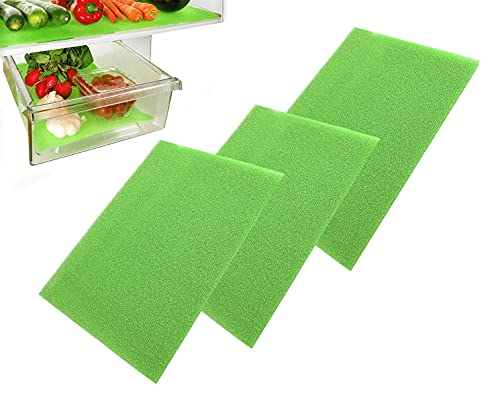 Fridge Liner Mat Pack of 3 Kitchen Salad Drawer Fridge Fresh Food Saver Anti Mould Refrigerator Antibacterial Washable Mats Pad for Home,Kitchen, Cabinet & Drawer