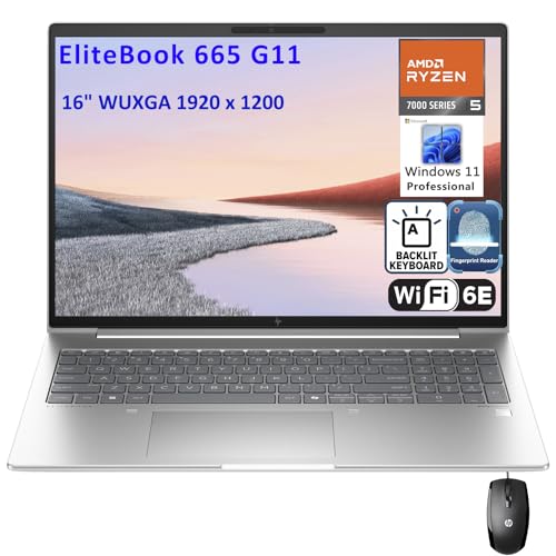 Image of HP Elitebook 665 G11 16 inch FHD+ Business Laptop Computer, 6-Core AMD Ryzen 5 7535U (Beat i5-1335U), 4GB DDR5 RAM, 512GB PCIe SSD, WiFi 6E, Backlit KB, Fingerprint Reader, Windows 11 Pro, Vent-Hear