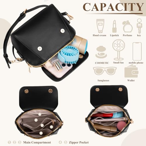 Small Crossbody Bags for Women Trendy Vegan Leather Shoulder Bag Ladies Black Purses with Adjustable Shoulder Strap4