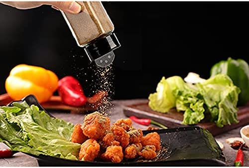 Image of KELVEE Glass Spice Jars With Black Plastic Shaker Lids Pack of 10, 100 ML Flip Top Square Spice Bottles, Seasoning Spice Containers For Kitchen,Storing Spice (10)