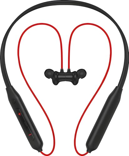 Image of Z2 Bluetooth Neckband Headphones, Black, 52 Hours Playtime, Wireless, Built-in Mic, Voice Assistant Bluetooth Headphone (Red)