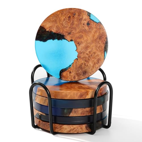 Drink Coaster Set, Wooden Coasters, Resin Coaster for Coffee Table,