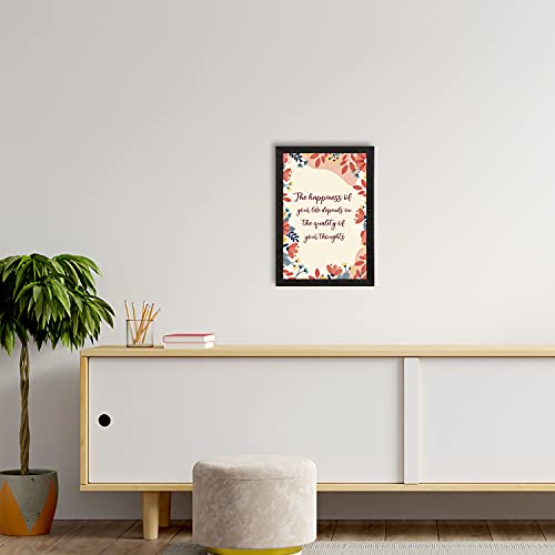 Image of eCraftIndia inchThe Happiness Of Your Life Depends On The Quality Of Your Thoughts Motivational Quote Painting Digital Printed Wall Art For Living Room, Study Room, Home, Office Decor