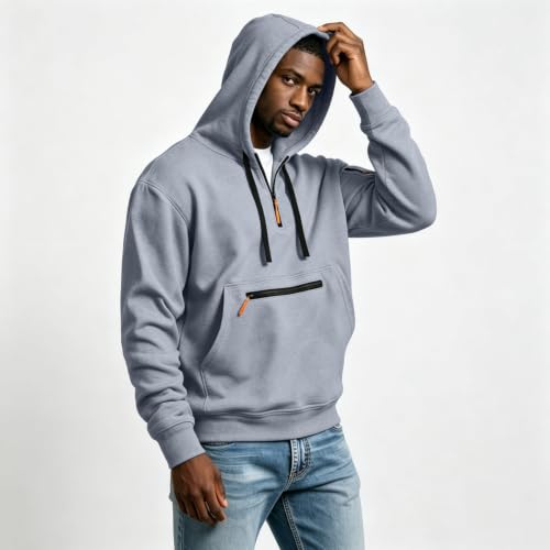 Big and Tall Hoodies for Men Quarter Zip Pullover Hooded Sweatshirt - image 8