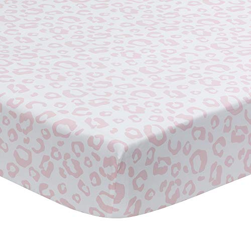 Image of Lambs & Ivy Signature Pink/White Leopard Organic Cotton Fitted Crib Sheet