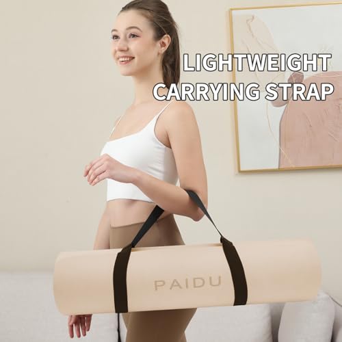 Yoga Mat Non Slip Anti-tear,extra thick-2/5 inch（10MM）High Resiliency Professional POE Yoga Mats for Women Men Kids,72"x24"inch,Workout, Yoga, Pilates and Floor Exercise, with Carrier Strap - Image 6