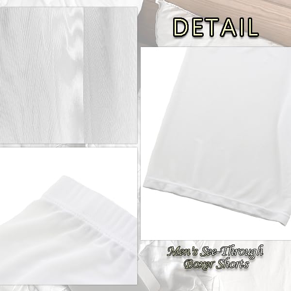 Men's See-Through Boxer Shorts Transparent Underwear Mesh Pajama Shorts Loose Nightwear Shorts2