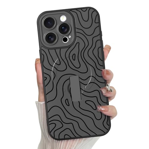 MZELQ for iPhone 15 Pro Max Case Wave Ripple Cute Pattern -Black