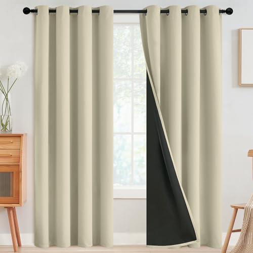 SimpleHome Light Cream 100% Blackout Curtains Room Darkening Living Room 84