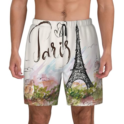 Maillot de bain homme Tour Eiffel de qualité supérieure short doublure compression