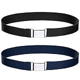 WELROG Toddler Kids Adjustable Buckle Belt - Elastic Child Silver Buckle Belts for Girls Boys (Black