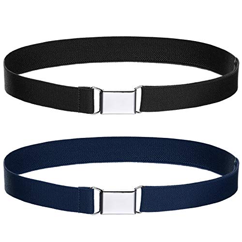 Welrog Toddler Kids Adjustable Buckle Belt - Elastic Child Silver Buckle Belts For Girls Boys (Black/Navy Blue) #TOP12