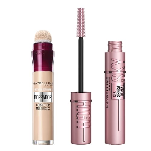 Maybelline New York, Kit de maquillaje: Máscara de pestañas Lash Sensational Sky High + Borrador Corrector Multiusos 01 Light