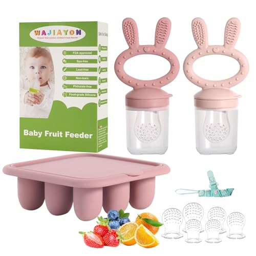 Image of WAJIAYON Easter Bunny Baby Breastmilk Popsicle Molds & Baby Fruit Feeder,Food Freezer Tray Storage Containers, Silicone Teething Pacifier Feeder and Teether for Babies,Gifts for Boys and Girls-Purple