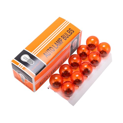 Yourkar 10 PCS Car Brake Bulb, 1141 12V 21W Auto Brake Flat Angle Single Light Bulb, High Brightness Brake Tail Turn Signal Light Bulbs Replacement, Universal Car Accessories (Flat Angle Amber)