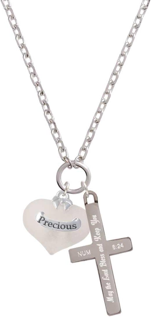 Delight Jewelry Heart with Baby Feet - Bless and Keep You Engraved Cross Zoey Necklace, 28"
