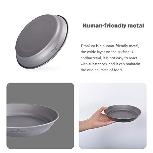 Boundless Voyage Ultralight Titanium Bowl Pan Plate Dish With Carry Bag Outdoor Camping Portable Tableware Cookware (Ti15166B (Plate-S)) #TOP3