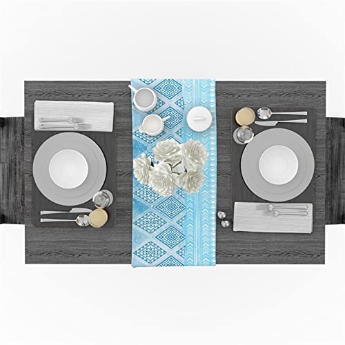 Chemin de table de mariage bohème nappe azur pour ferme