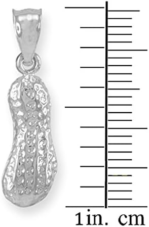 Solid .925 Sterling Silver Peanut Charm Pendant Necklace (22") - Image 3