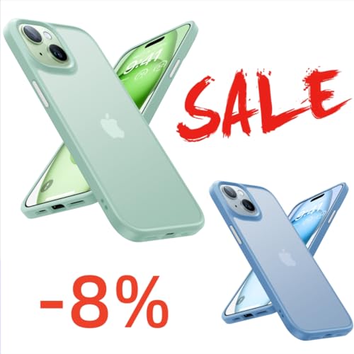 TORRAS Shockproof Designed for iPhone 15 Case [12FT Military Grade Drop Protection] Protective Hard Matte Slim Phone Case for iPhone 15 Phone Case, Blue & Green