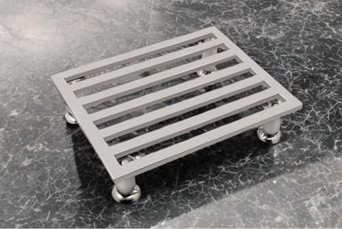 Image of Stainless Steel Square Heavy Durable Stool | Modern Design Stool Chair for Bathroom, Kitchen, Home & Garden (36cm x 28cm x 9 cm)