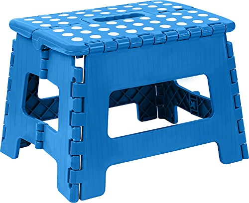 Utopia Home Folding Step Stool - (Pack of 1) Foot Stool 11 Inches Wide - Holds Up to 300 lbs - Lightweight Plastic Foldable Step Stool for Kids, Kitchen, Bathroom & Living Room (Blue, 9 Inch)