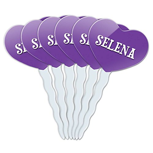 Purple Heart Love Set of 6 Cupcake Picks Toppers Decoration Names Female Sav-Sh - Selena