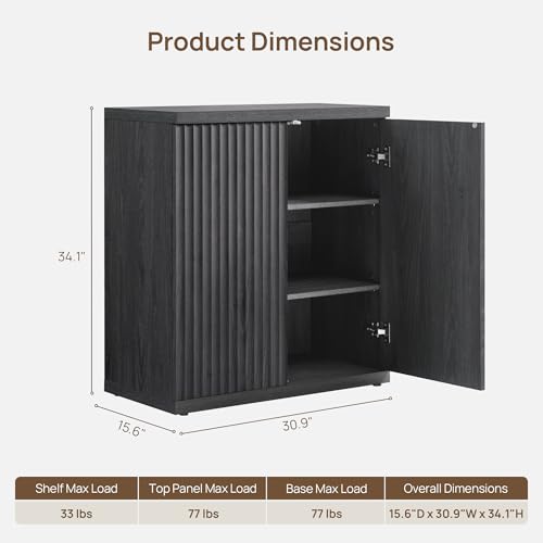 SICOTAS Buffet Cabinet with Storage Accent Sideboard Modern Credenza with Doors & Shelves Fluted Media Console Mid Century Coffee Bar Table for Living Room Kitchen Dining Room Hallway(2PCS) - Image 4