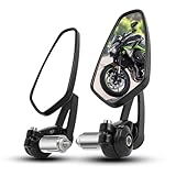 DREAMIZER Motorcycl Universal 7/8' 22mm CNC Handlebar End Mirrors Compatible with Honda CBF125 CBF600 Kawasaki Z1000 Z750 Suzuki GSF600 GSF1250 Yamaha MT03 MT09 (Black Mirror rod)