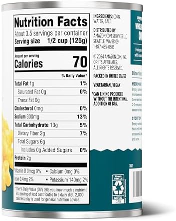 Amazon Grocery, Canned Whole Kernel Corn, 15.25 Oz - 1
