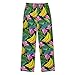 voucong Fruit Banana Floral Fashion Black Pajamas Long Pants Lounge Soft & Cute Clothes Houses with 2 Pockets