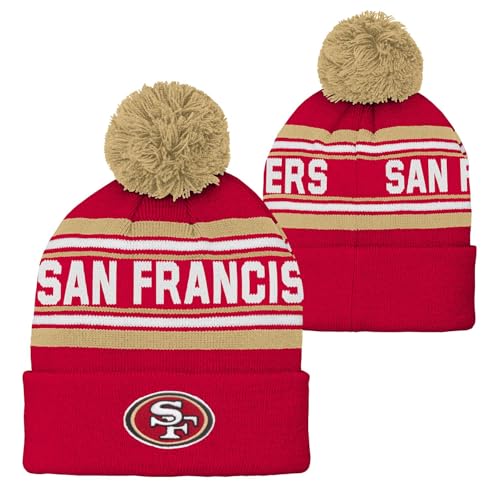 Pro Football Youth Jacquard Cuffed Knit Pom Hat (US, Alpha, One Size, San Francisco - 49ers)