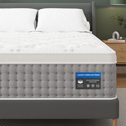 Sleepmax King Mattress 12 Inch - Gel Memory Foam with Individual Pocket Springs for Motion Isolation - Hybrid Bed Mattress in a Box - Fiberglass Free & CertiPUR-US Certified Cover