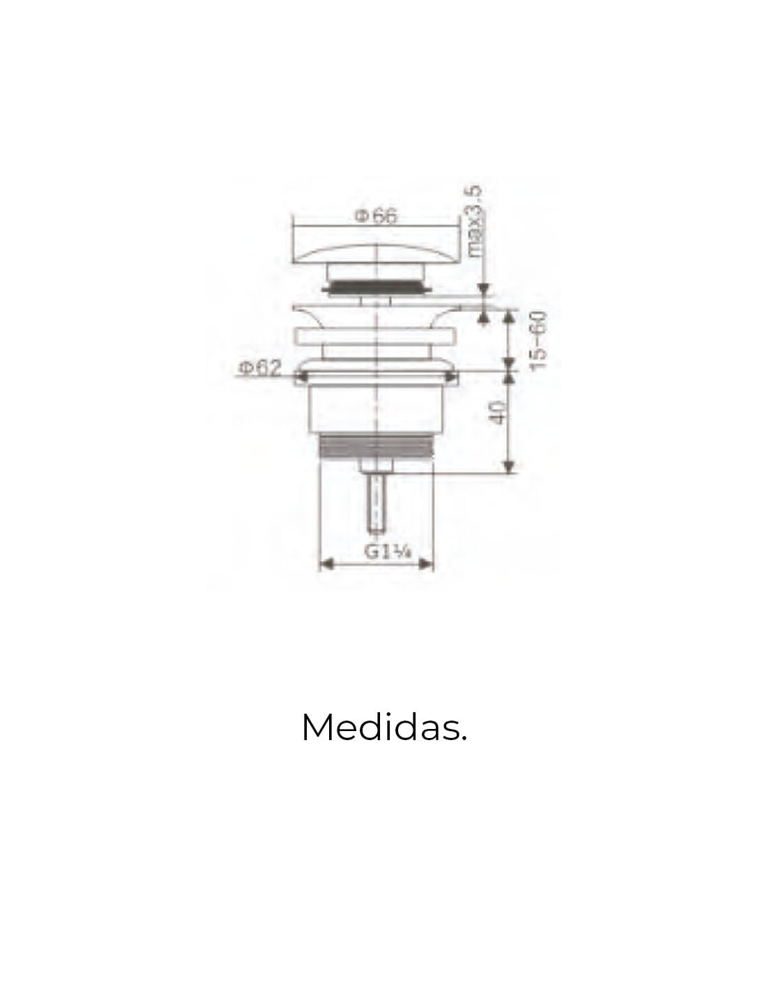 Mice - Valvula de Click Clack Apta para lavabos y bides Fácil instalación Tapones de Desagüe Lavabo, Universal con o sin Rebosadero, Pop-Up Oro Cepillado-VCC014