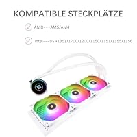 TR-Thermalright Frozen Notte 360 White ARGB V2 Flüssigkeits-CPU-Kühler-Unendlicher Spiegel-Lichteffekt,360mm Aio-Kühlung,3-PWM-Lüfter-2000U/min,für AM4/AM5,Intel LGA1851/1700/115x/1200 – Ansicht 5