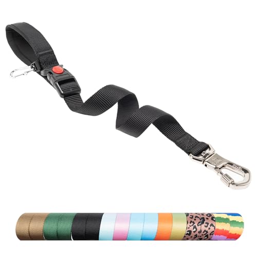TSPRO Guinzaglio Corto da Addestramento per Cani Taglia Grande, 66 cm Regolabile con Maniglia Imbottita e Fibbia Metallica Robusta (Nero)