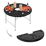 Grills House 47-Inch Round Foldable Crawfish Table, Seafood Table, Camping Table, Portable for Both Indoor & Outdoor Use, Black, FT4804-SC