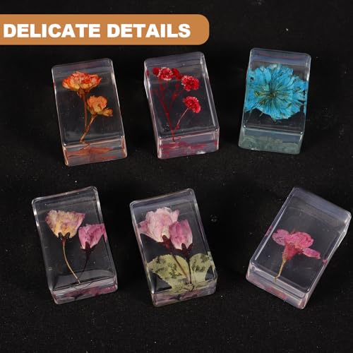 Presse-papiers résine ambre fleurs séchées objet de collection unique - 4