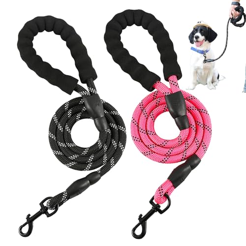 Mascotas, Pet Products Correa de Perro Cuerda, 2 PCS 1.5M Cuerda de Perro Reflectante, con Mango de Control de Seguridad Acolchada Suave. Correa para Perro Grande, Apto para Perros...