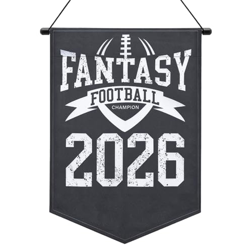 CrystalSylara 2026 Fantasy Football Trophy Championship Flag 8.7 x 13.2 Inch Fantasy Football Championship Banner Champ Hanging Flag for Porch Party Decor