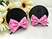 Black Velvet Round Hair Clips with Pink Polka Dot Bow for Cosplay, Fashion Hair Accessories, Theme Park Costume Headpiece Set (2 Pcs.): M23 (MN 2 Bows)