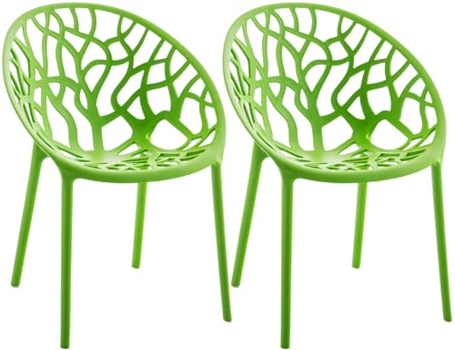 CLP Gartenstühle 2er Set stapelbar wetterfest Hope, Gartensessel mit Lehnen UV-beständig, Outdoorstühle aus Kunststoff bis 150 kg belastbar Farbe grün