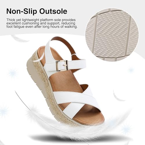 Image of ziitop Womens Wedge Platform Espadrille Sandals with Orthopedic Arch Support Adjustable Ankle Strap Open Toe for Casual Walking